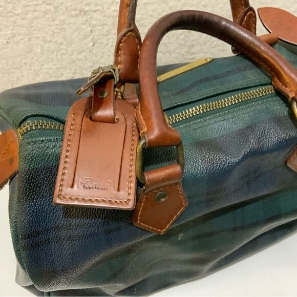 Polo Ralph Lauren Vintage Bag  Pvc Checkered Pattern Top Handle Travel Bag - Picture 3 of 16
